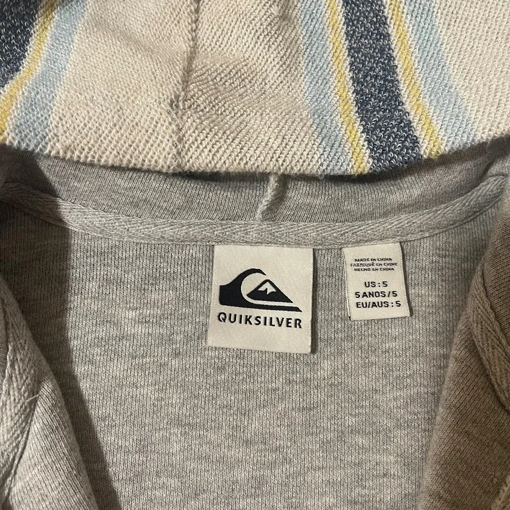 Size 5 Quicksilver Gray Great On The Way Zip Up Hoodie - Picture 3 of 4
